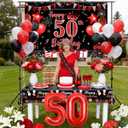Red and Black 50th Birthday Decorations for 50th Women Bday Party Supplies
