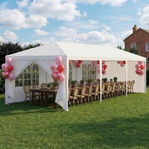 HOTEEL 10x30 FT Party Tent Outdoor Canopy Tents for Parties with 8 Removable Sidewalls, Carpas para Fiestas Waterproof for Gazebo Large Backyard Shelter Patio White Wedding Event Tent BBQ