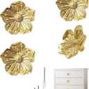 Gold Dresser knobs, Flower Knobs for Dresser Drawer, Brass Floral Cabinet Knob, Decorative Vintage Pulls and Knobs 4 Pack, Kitchen Cupboard Bathroom Cabinet Hardware Handles
