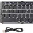 Foldable Keyboard with Touchpad, 3 Folding Wireless Keyboard 63 Keys 10m Connection USB Charging, for iOS for Laptop Tablet Smartphone (Dark Gray)