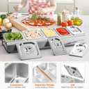 onlyfire Pizza Topping Station, Stainless Steel Removable Ingredient Seasoning Containers, Condiment Serving Container Pizza Oven Accessories for Grill Table Cart, Kitchen and Outdoor Pizza Oven