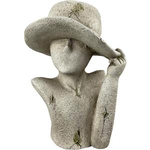 Red Carpet Studios Flower Pot Garden Gifts Stone Resin Indoor/Outdoor Planters, 16.54" Tall, Woman with Hat