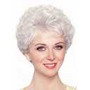 White Short Wigs Womens Curly Wig with Bangs Old Woman Pixie Cut Hair Wig for Halloween Use