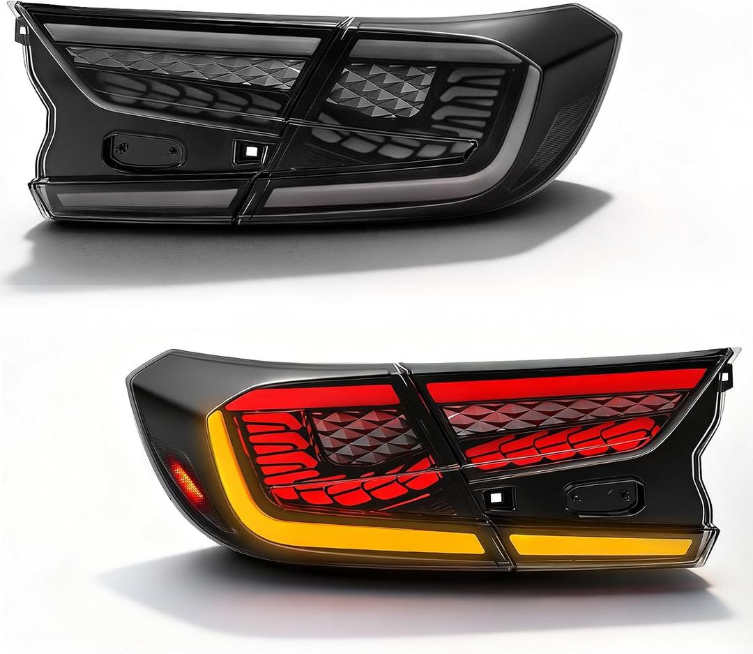 Sequential LED Tail Lights for 20182022 Honda Accord 10th Gen/Refresh,CyberScale Style, Startup Animation, Dynamic Turn Signal, Bright Brake & Reverse, Gray Lens, Plug-and-Play, Weatherproof