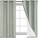 H.VERSAILTEX Primitive Linen Curtains 100% Blackout Curtain Drapes Burlap Fabric Curtains with White Thermal Insulated Liner, Grommet Top Drapes Living Room/Bedroom (2 Panels, 42 x 54 Inch, Sage)