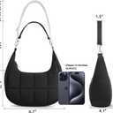 Puffy Crossbody Bags for Women, Small Nylon Quilted Purse with 2 Straps, Lightweight Crossbody Handbags for Women