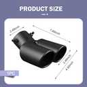 Dual Exhaust Tip, Stainless Steel Bending Muffler Exhaust with Bolt, 2.5" Inlet Dual Tail Pipe Muffler Tip, Automotive Modification Accessory, Universal Tail for Cars (Matte Black)