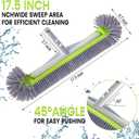 Professional Swimming Pool Brush Head with Round Ends,17.5" Heavy Duty Aluminum Back for Cleaning Pool Walls, 7 Rows Premium Nylon Bristles with EZ Clips (Green Grey)