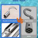 Hook for All Robotic Pool Cleaner, Stainless Steel Hook for Pool PolesAccessories for Pool Robot Removal, Retrieval Hooks for Pool Cleaner, Robot Hooks for Poles, Above Ground & Underwater (Silver)