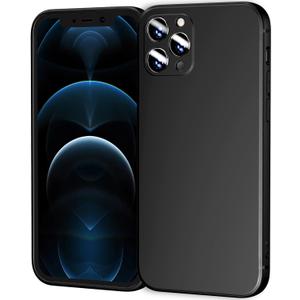 TENOC Phone Case Compatible with iPhone 12 Pro Max, Black Case Anti-Fingerprint Protective Bumper Matte Cover for 6.7 Inch