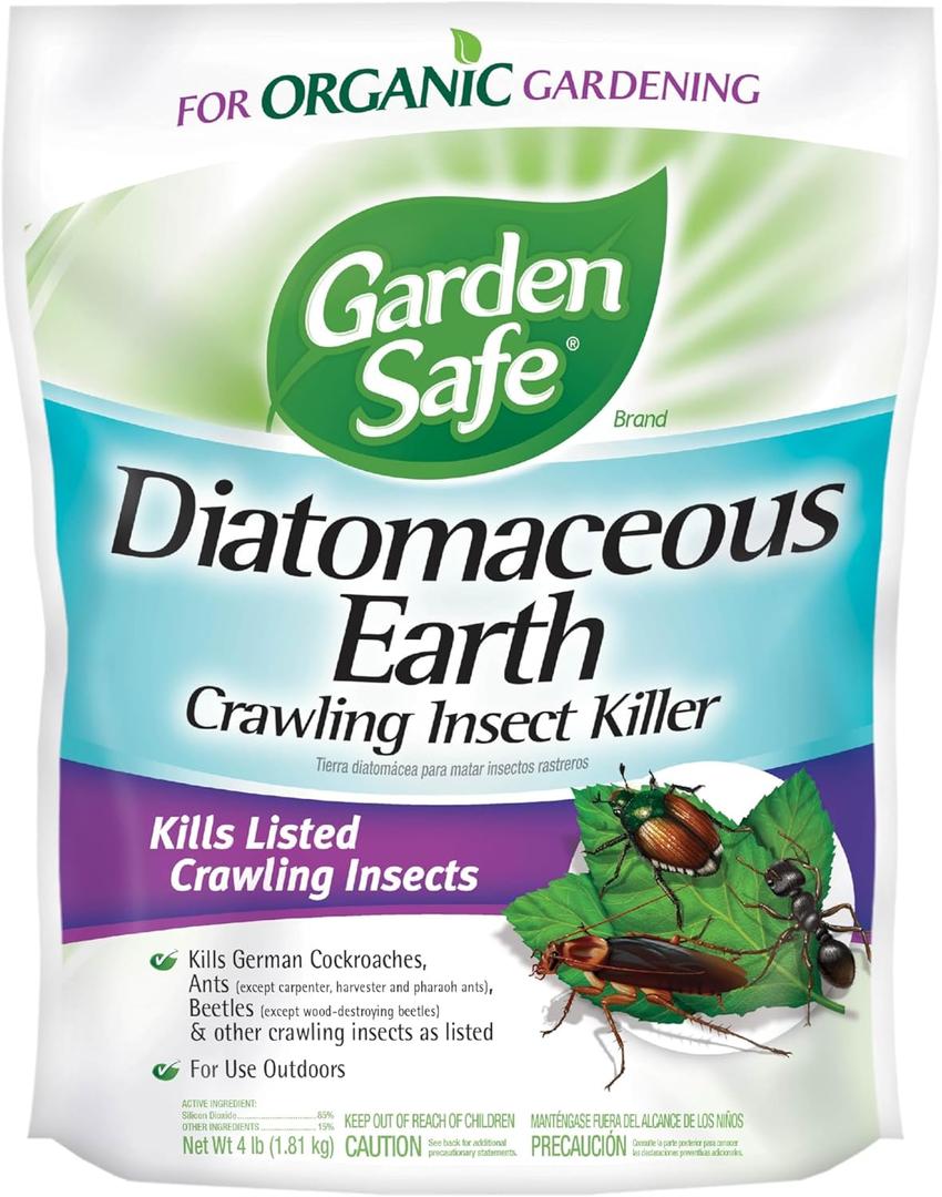 Garden Safe Brand Crawling Insect Killer Containing Diatomaceous Earth, 4 Pounds, Kills Cockroaches, Ants and Other Listed Crawling Insects by Contact, For Use Indoors & Outdoors (1 Pack)