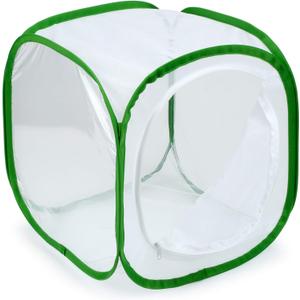 RESTCLOUD Insect and Butterfly Habitat Cage Terrarium Pop-up 12 X 12 X 12 Inches (White With Green)
