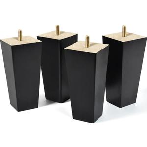 6 inch Furniture Legs Black Couch Legs Set of 4 Ottoman Replacement Sofa Legs for Sectional, Dresser, Recliner, Nightstand (6 inch (4pcs))