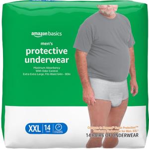 Amazon Basics Maximum Absorbency Incontinence Underwear for Men with Leak Protection, 2X-Large, 14 Count