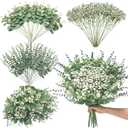 Serwalin 100 Pcs Mixed Artificial Eucalyptus Stems,Babys Breath Artificial Flowers Bulk with Faux Eucalyptus Leaves Greenery Stems for Wedding DIY Bouquets Floral Arrangement Home Decor