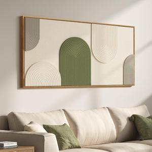 Large Framed 3D Boho Abstract Wall Art for Living Room, Horizontal 60x30 In