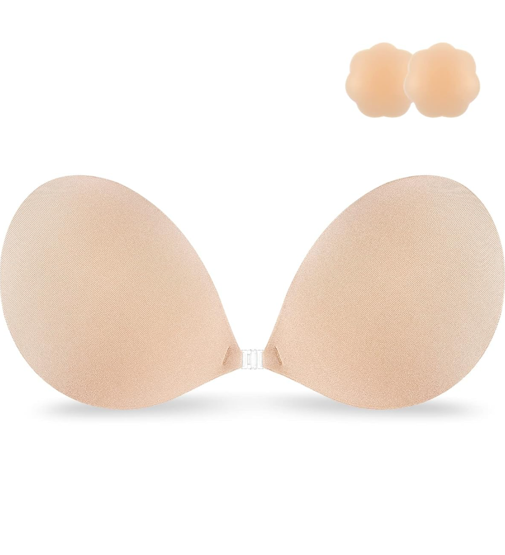 Niidor Adhesive Strapless Bra for Women Sticky Invisible Push up Silicone Bra for Backless Dress 2025 Upgraded Clasp Bras B
