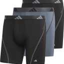 adidas Men's Performance Athletic Mesh Boxer Brief Underwear, Moisture Wicking, Sport Comfort, 3-Pack (Medium, Black/Onix Grey/Black)