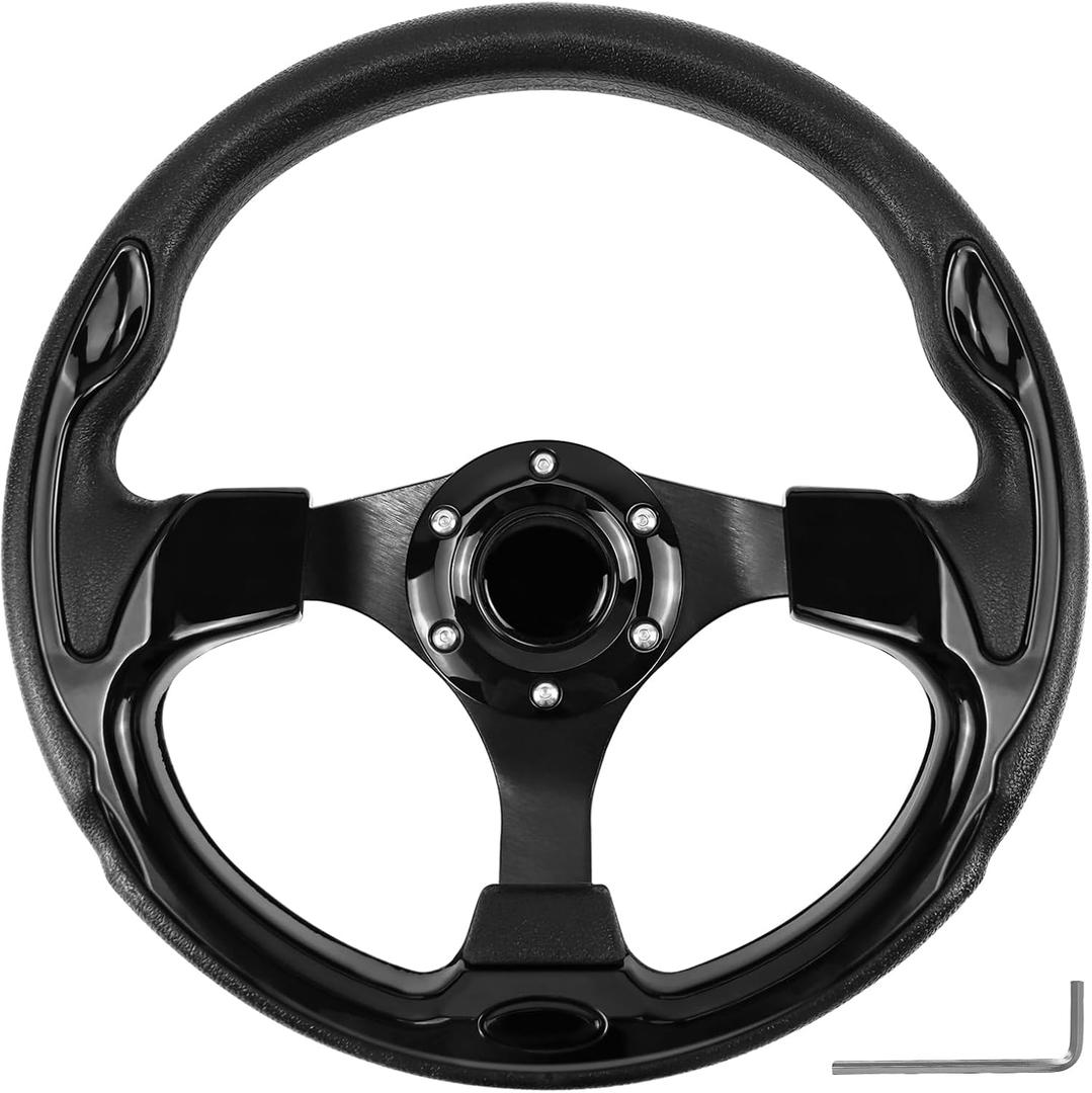 Golf Cart Steering Wheel, Skid Steering Wheel, Universal Golf Cart for Club Car EZGO RXV and TXT, Yamaha, Precedent Tempo, DS
