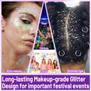 Allstarry Holographic Chunky Body Glitter 12 Colors Cosmetic Face Glitter Makeup Colorful Mermaid Sequins Hair Face Paint Sparkling Festival Outfits Rave Accessories for Women Makeup