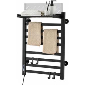Heated Towel Racks for Bathroom, 8-Bar Wall Mounted Towel Warmer with Shelf