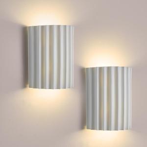White Resin Modern LED Wall Sconces Set of 2 - Indoor Hardwired Light Fixtures Up and Down Mount for Living Room, Bedroom, Bedside, Hallway With G9 Bulb