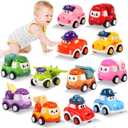 12 Pcs Pull Back Cars Set Toys for 1 2 3 Year Toddlers, Baby Car Toys for 12-18 Months, Construction Vehicle Racing Car Set, Baby Toys for 1 2 Year Old Boy, 1st Birthday Gift for 1 2 3 Year Old Boys