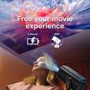 Built-in Battery Portable Projector with WIFI and Bluetooth, Built-in Stand 270 Tilt, 3ft Short Throw for 150" Display, 1080P Supported & 350 ANSI, for Home Outdoor Ceiling and Floor Movie Watching (Black)