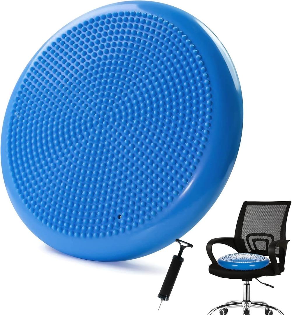 Wobble CushionWiggle SeatBalance Disc Extra Thick 34cm/13.4infor Balance Stability Training, Improve Sitting (Blue)