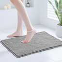 Bath Mats for Bathroom Non Slip 30"x20" - Soft Chenille Bathroom Rugs for Bath Decor, Quick Dry Absorbent Washable Bath Rugs for Bathroom Floor (Grey)