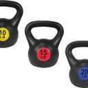 Wide Grip 3-Piece Kettlebell Exercise Fitness Weight Set, Include 5 lbs, 10 lbs, 15 lbs and 20 lbs, Set of 3 or Set of 4