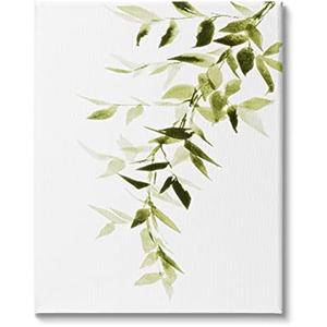 Stupell Industries Falling Green Vines Soft Watercolor Cascading Plant Leaves, Design by Lanie Loreth Canvas Wall Art, 36 x 48, White