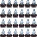 OwnMy 24PCS High Density Felt Glide Pads with 1/4"-20 Screw Thread and 1" Bolt Length, 5/16" Drill Hole T-Nut Adjustable Furniture Levelers Chair Table Leg Levelers Floor Protector Pads, Dark-Brown
