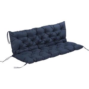 61"x44" Tufted Bench Cushion Replacement for Swing Chair Dark Blue 3-Seater, for Outdoor Furniture, Patio Sofa/Couch, Overstuffed, Includes Backrest