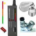 High Accuracy Professional Diamond Tester Pen, Jewelry Diamond Tester with 60X Mini LED Magnifying&40X Full Metal Illuminated Jewelry Loop Magnifier, Diamond Selector for Novice and Expert