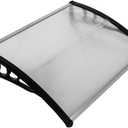 MATICO 47.2" Outdoor Clear Door Awning Patio Window Cover Polycarbonate Rain & Snow Protection, Modern Hollow Sheet with UV protection cover, Window Door Awning Canopy,Transparent/Black-Edge