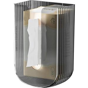No-Drill Wall-Mounted Transparent Tissue Box Holder  Stylish and Durable Home Decor, Perfect for Bathroom, Kitchen, and Living Room (Grey)