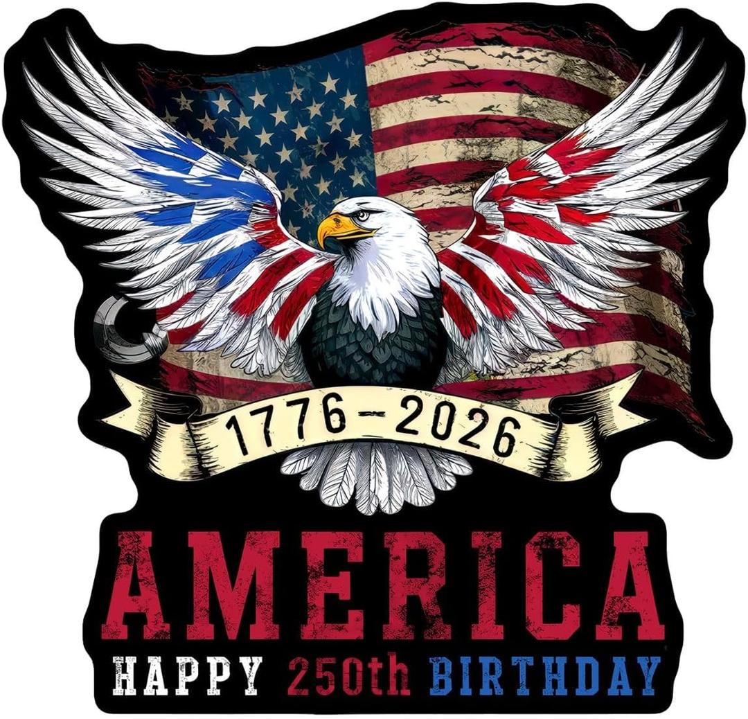 HANDICHI Design 5-Pack 6 Inch American 250th Birthday Stickers (17762026), Waterproof Patriotic Eagle & Flag Vinyl Decals