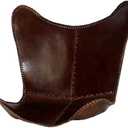 Shy Shy Lets Touch The Sky Butterfly Chair Brown Leather Butterfly Chairs Handmade with Powder Coated Steel Frame by IHA (Butterfly Chair Cover)