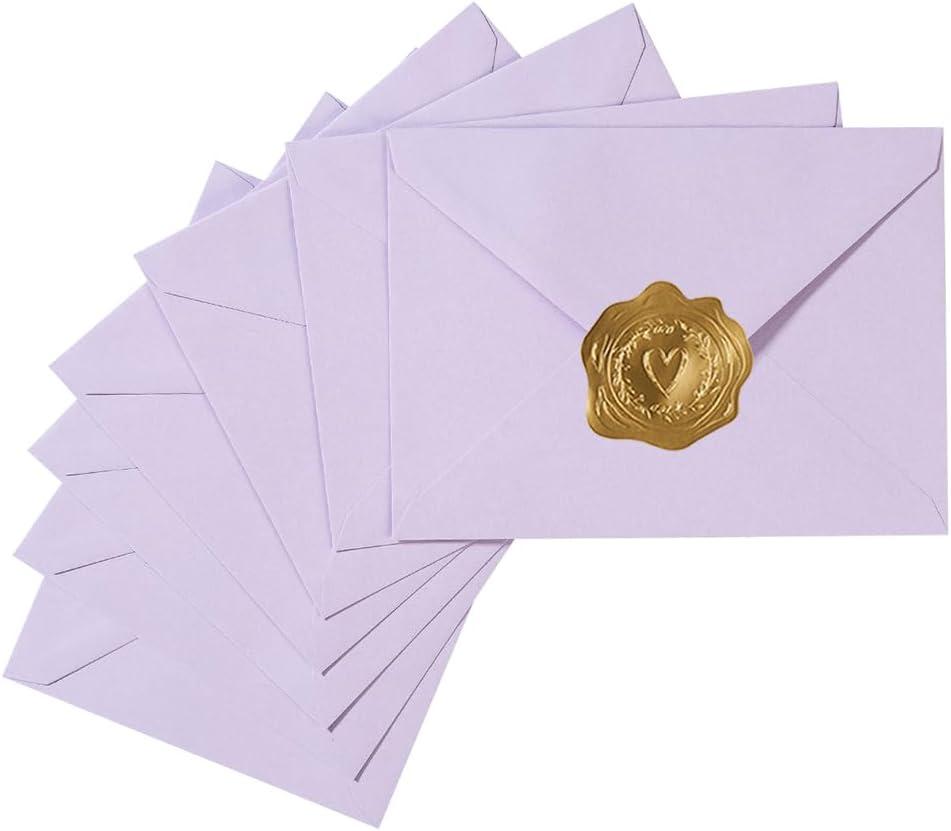 50 Pack A7 Colorful 5x7 Envelopes V Flap Invitation Envelopes for 5x7 Cards, Birthday, Weddings, Graduations, Greeting Cards, Baby Shower 5.24 x 7.24 Inches (Violet)