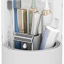YOOLENS Toothbrush Holder with Cover 360 Rotating 4 Compartments Bathroom Toothpaste Electric Toothbrush Organizer, White