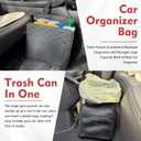 Upgrade Car Seat Organizer Backseat with Storage Pockets, Multipurpose Car Organizer Hanging, Car Trash Bag Can,Premium PU Leather Garbage Can 2.14 Gallon Large Capacity, Black.