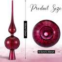 Gejoy Mercury Glass Finial Christmas Tree Topper 12 Inches Vintage Spherical Xmas Tree Topper Mid Century Christmas Ornament for Home Xmas Holiday Party Decorations(Burgundy)