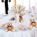 6 Sets 123 Pcs Bear Baby Shower Table Centerpieces Dried Pampas Decor Bear Stuffed Ceramic Look Plastic Vase with Bow for Boho Wedding Bridal Shower Flowers Table Decorations(Brown,Neutral)
