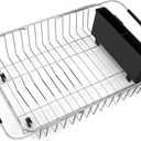 Adjustable Dish Drying Rack Over The Sink in Sink Or On Counter Dish Drainer with Removable Utensil Holder Rustproof Stainless Steel