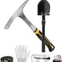 26oz Geologist Rock Pick Tool kits-12" Folding Multi Tool Shovel-Survival Bracelet-Safety Glasses-Jewelers Loupe-Gloves for Hounding Gold Mining Prospecting Stone Breaking Pry Rocks Loosen Soil