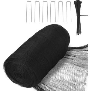 Bird Netting for Garden, 26 x 49FT Heavy Duty Anti Bird Netting Mesh with Ties and Landscape Staples for Vegetable, Fruit Trees & Other Plants, Lasting Against Birds Squirrels and Poultry, Black