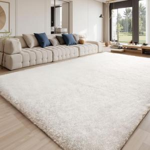 Sour Lemon 10x14 Area Rugs for Bedroom, Fluffy Rugs for Living Room, Large Area Rug Shag Shaggy Carpet Soft Plush Furry Bedside Rug, Machine Washable Area Rugs for Kids Girls Boys Home Decor Anti Slip (Ivory)
