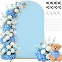 7.2FT Metal Arch Backdrop Cover, Blue Spandex Stretchy Round Top Arch Stand Cover with Balloon Tie Tool for Wedding Ceremony Baby Shower Gender Reveal Birthday Party Background Arch Stand Decorations