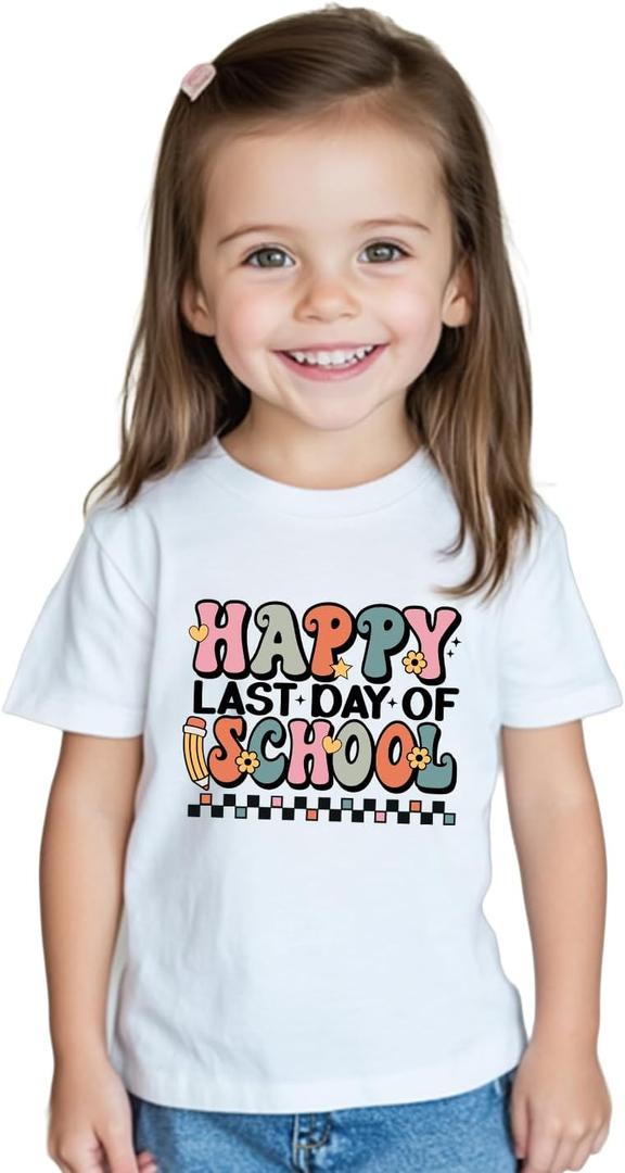 Boys Last Day of School Shirt for Kids Girls Toddler Tops Graphic Tee Short Sleeve 3-8T